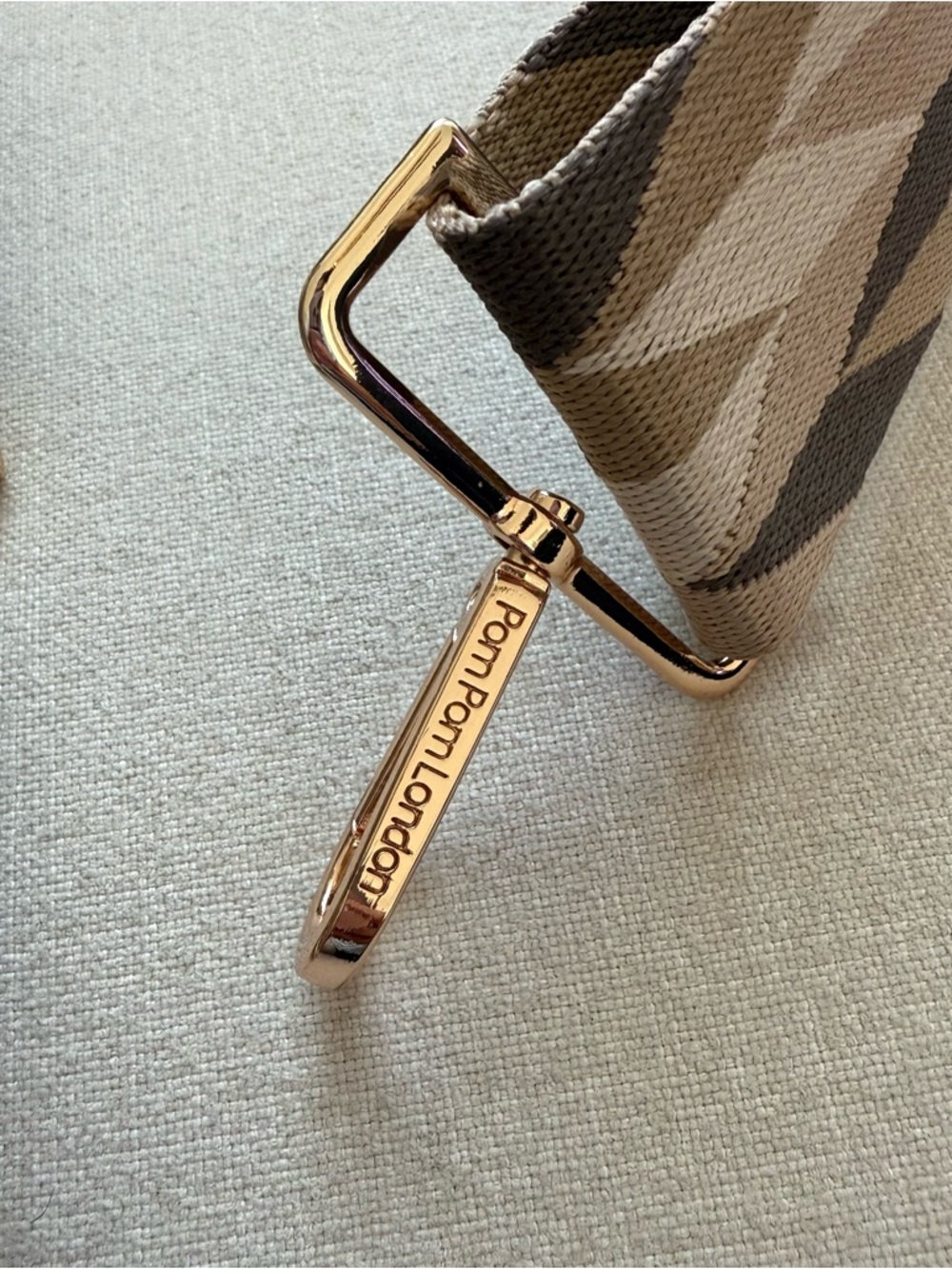 Pom Pom London Adjustable Geometric Bag Strap in Neutral Tones - Picture 4 of 5